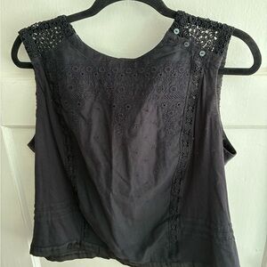 Anthropologie Tiny Brand Black Lace Detail Women's Top